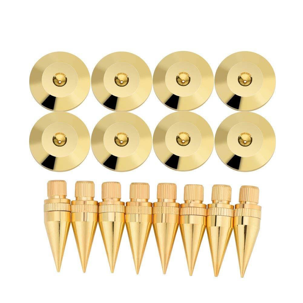 Speaker Spike Pad Kit, Fosa 8 Pairs Pure Copper Spike Isolation Stand with Base Pad Feet Mat for Subwoofer CD Audio Amplifier (36mm)