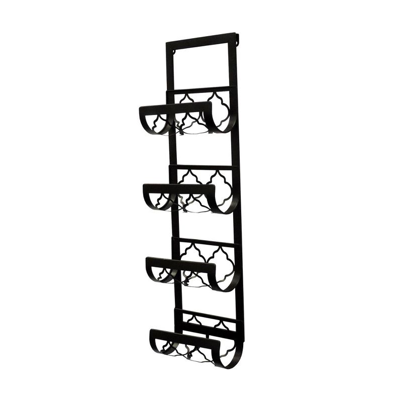 Metal Wall Wine Rack with 4 Bottle Holder Brown - Benzara