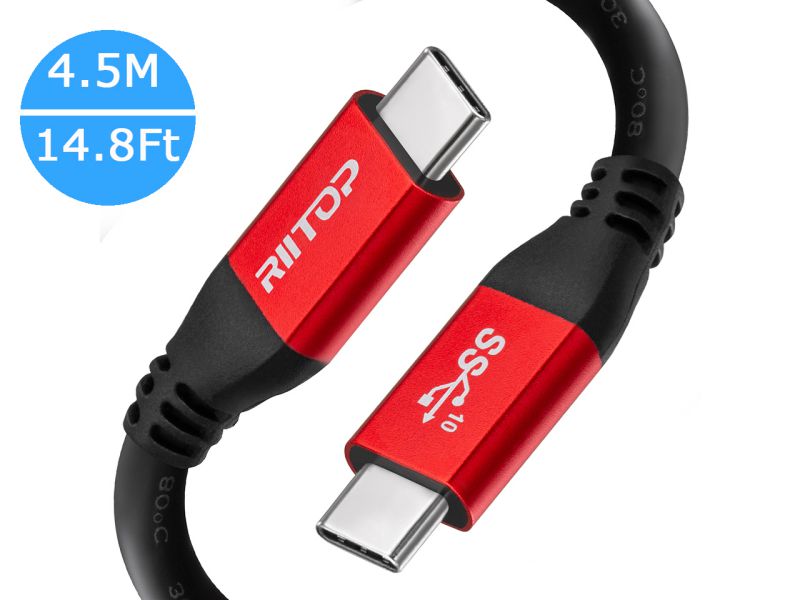 USB C to USB C Fast Charging Cable 15Ft, RIITOP USB 3.1 Gen 2 10Gbps Type C Cable with E-Marker Chipset, PD Charging 96W(20V 5A),Compatible with Gaming Box, Digital Camera, Oculus Quest 2 Link
