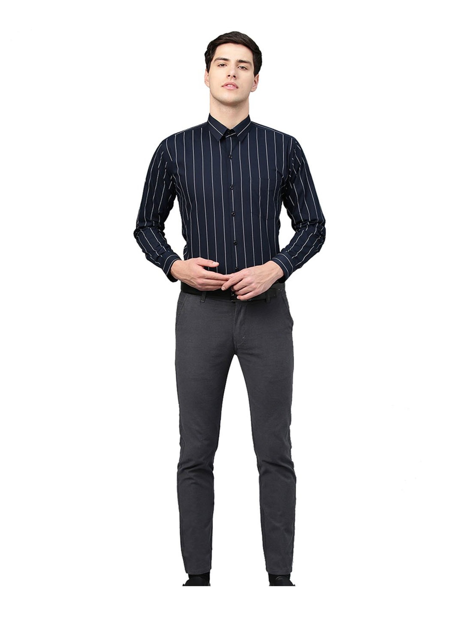 Hancock Navy Striped Cotton Shirt