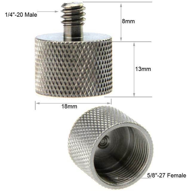 CAMVATE 1/4"-20 and 3/8"-16 Male to 5/8"-27 Female Screw Adapter Set #C1362