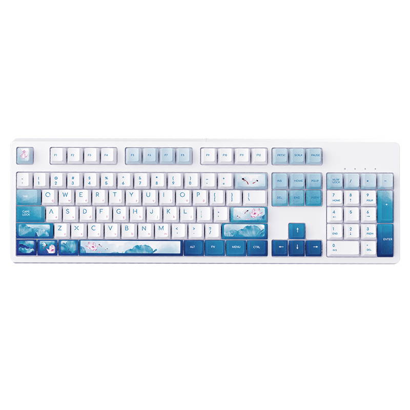 A-jazz AK535  N-key Rollover  Ergonomic Design,Cool Exterior USB Wired Cherry  MX Red Mechanical Gaming  Keyboard For Office And Game,  PBT Keycaps  - Blue Lotus ( No Light Version )
