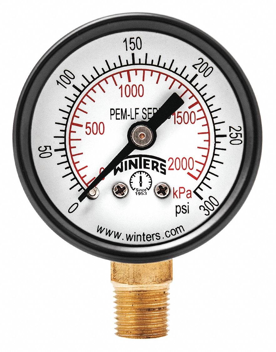 WINTERS PEM1323LF Gauge,Pressure,1-1/2in.,0 to 300 psi