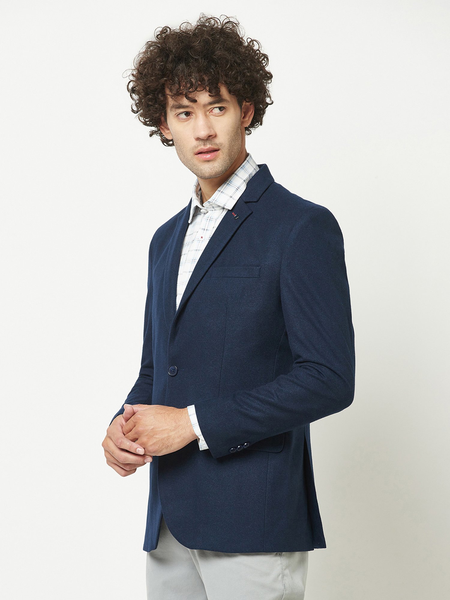 Crimsoune Club Navy Regular Fit Notch Lapel Blazer