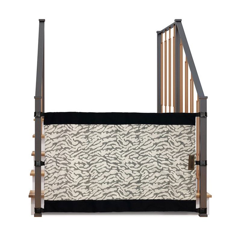 The Stair Barrier Portable Travel Wide Banister to Banister Retractable Fabric Baby and Pet Safety Gate, 42 to 52 Inch, Shades of Linen Black