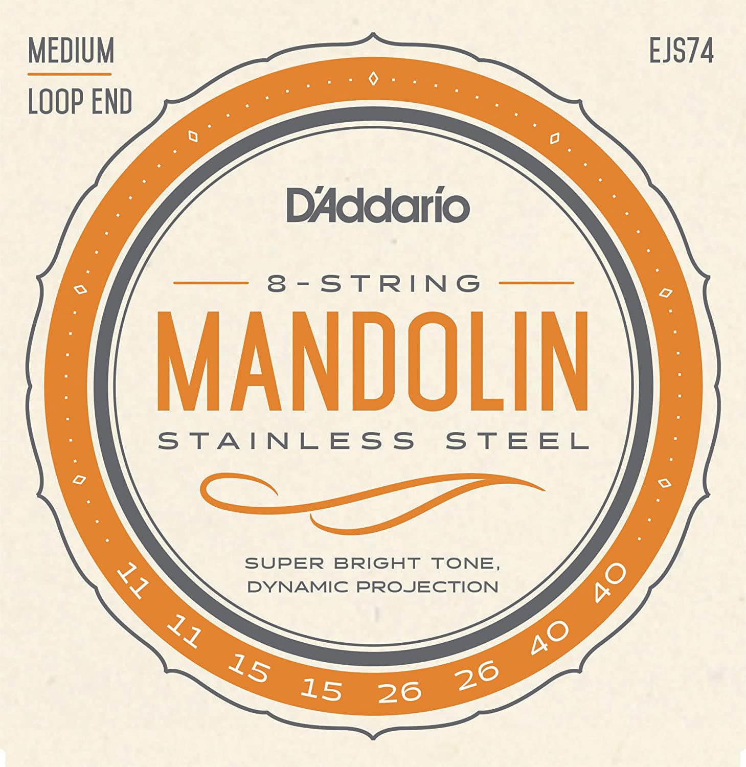 D'Addario EJS74 Stainless Steel Medium Mandolin Strings (11-40)