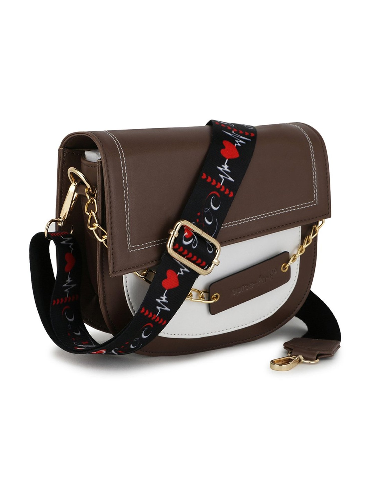 Spice Art Brown Solid Medium Saddle Cross Body Bag