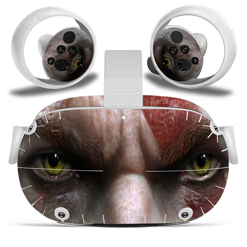 Amify Vinyl Skin Sticker for Oculus Quest 2 VR Headset Controller PVC Decals Cute Cartoon Wrap Cover for Oculus Quest 2 Accessories