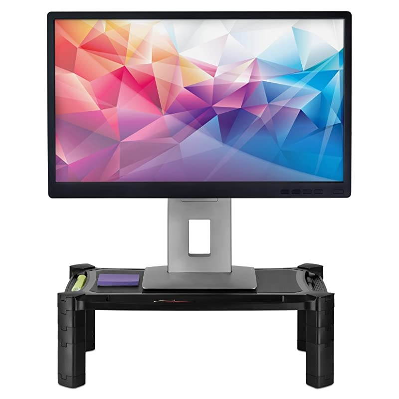 Desktop Computer Monitor Riser Height Adjustable Tabletop Stand Shelf for PC and Laptop Displays and Printers 19 x 13 Inch 66 High Black