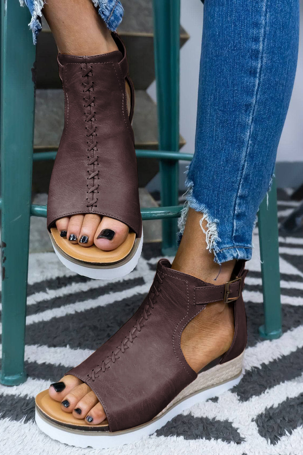 Aetrex Jillian Sport Leopard Print EVA Water Friendly Wedge Sandals