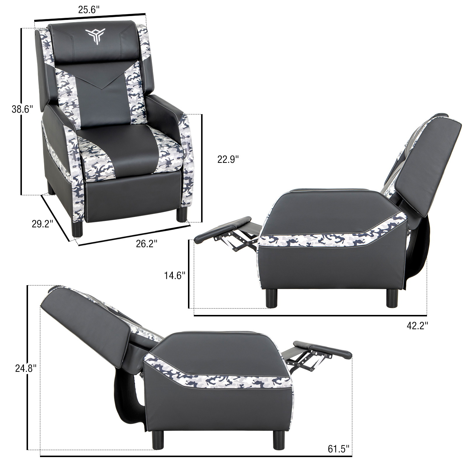 ELECWISH Massage Gaming Recliner Chair Racing Style Single Lounge Sofa PU Leather Reclining with Footrest and Massage Function Gaming Room Recliner Home Theater Seating(Black Blue White)