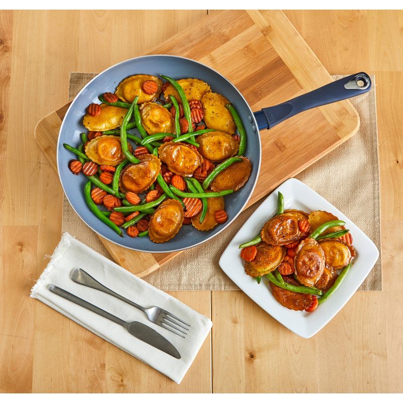 IMUSA 12" Ceramic Fry Pan with Soft Touch Handle Blue