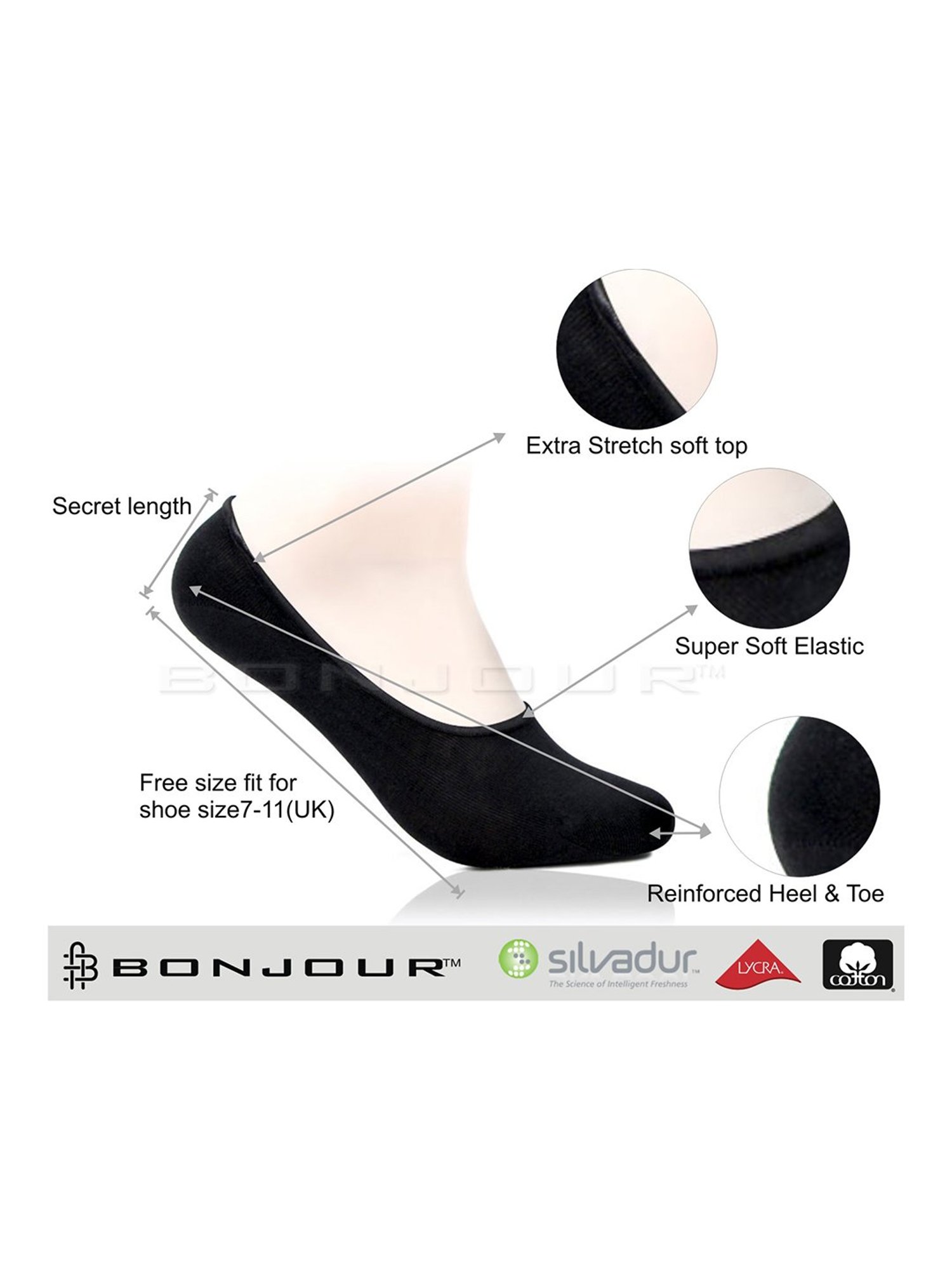 Bonjour Black Socks - Pack of 3