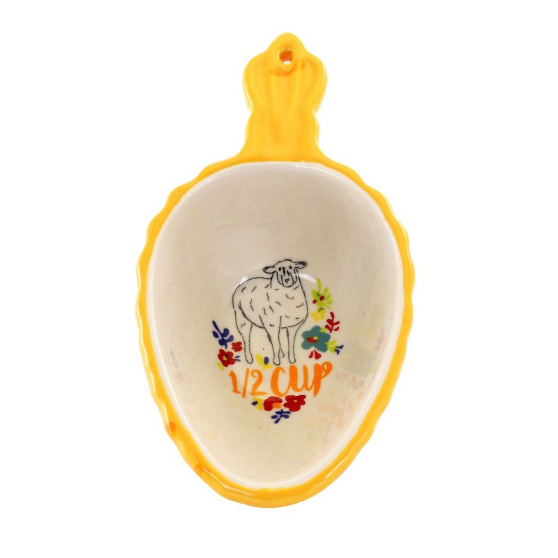 Gibson 4 Piece Ceramic Measuring Scoop Set in Yellow and Blue