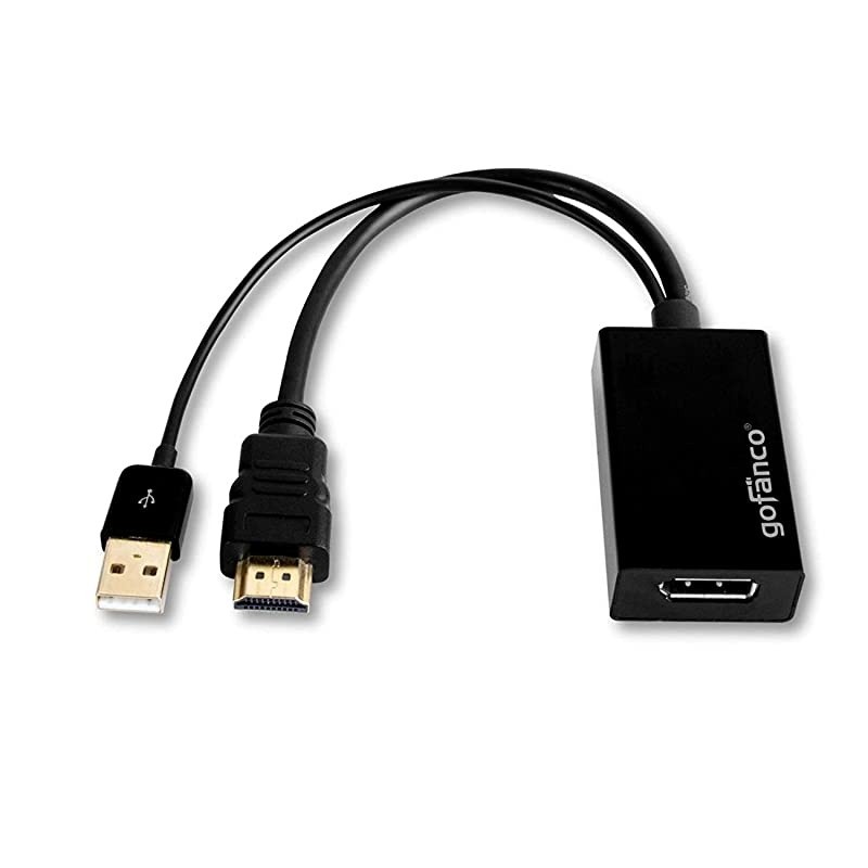4K x 2K HDMI Male to DisplayPort Female Converter Adapter with USB Power for HDMI Source to DisplayPort Monitor (Unidirectional), Compliant with VESA Dual-Mode DisplayPort 1.2, HDMI 1.4