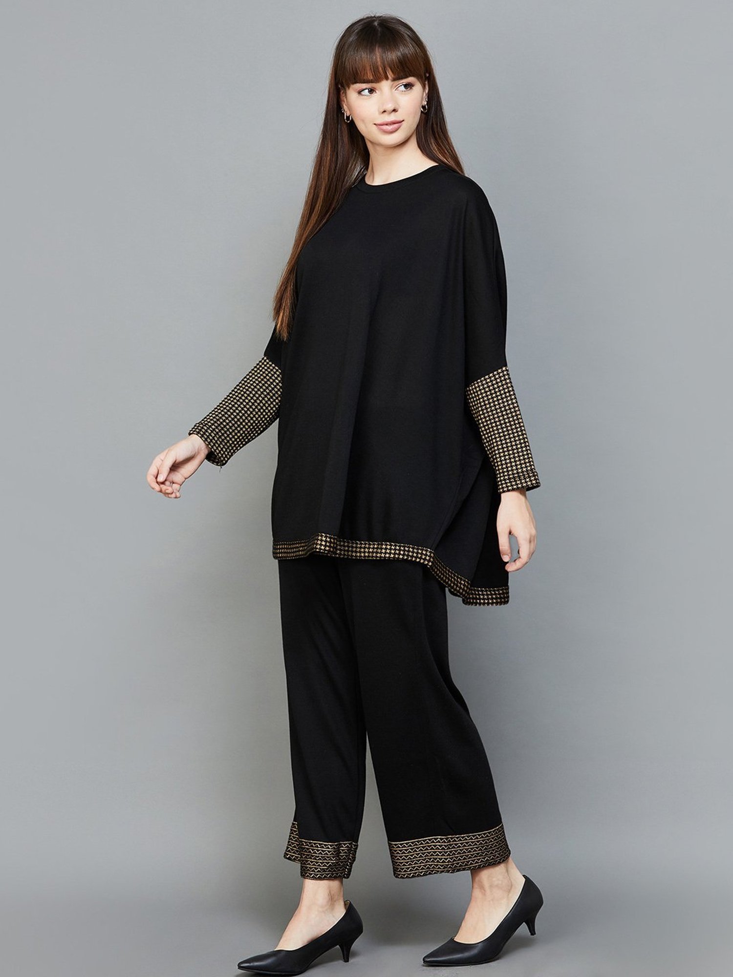 Castle Black Embroidered Palazzos