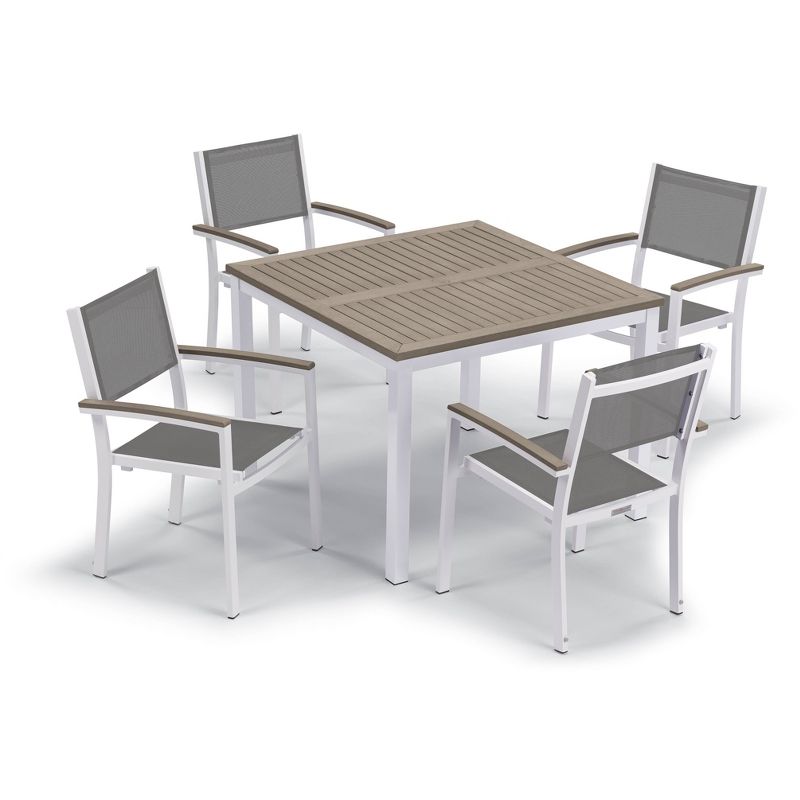 Travira 5pc Patio Set with 39" Vintage Tekwood Square Dining Table & 4 Arm Chairs - Oxford Garden