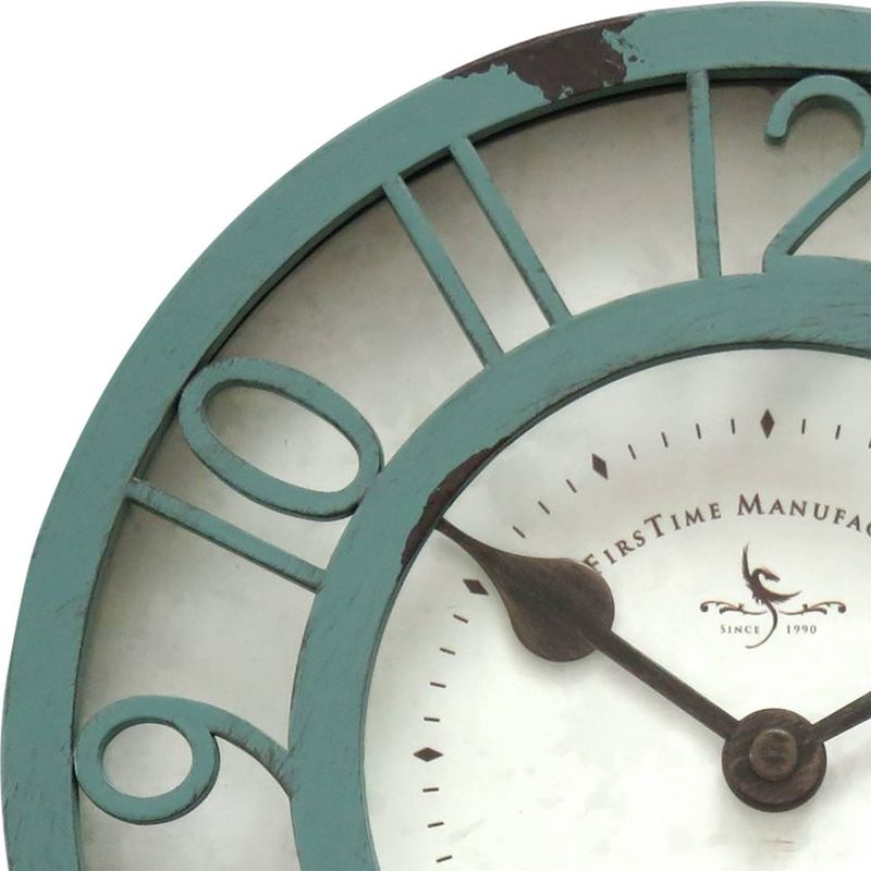 8" Raised Farmhouse Number Wall Clock Teal - FirsTime & Co.