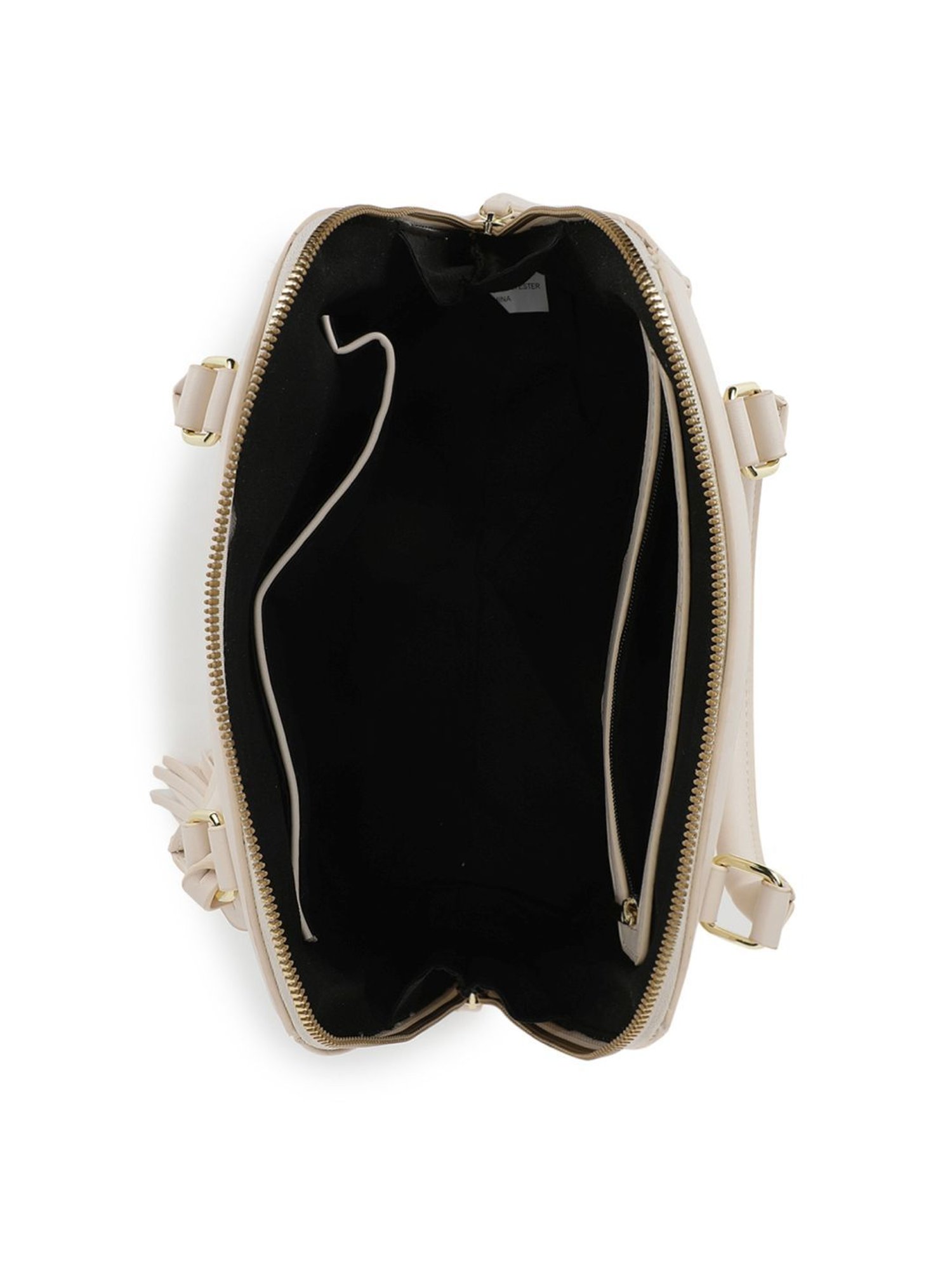 Tyra Iris Beige Solid Faux Leather Handbag