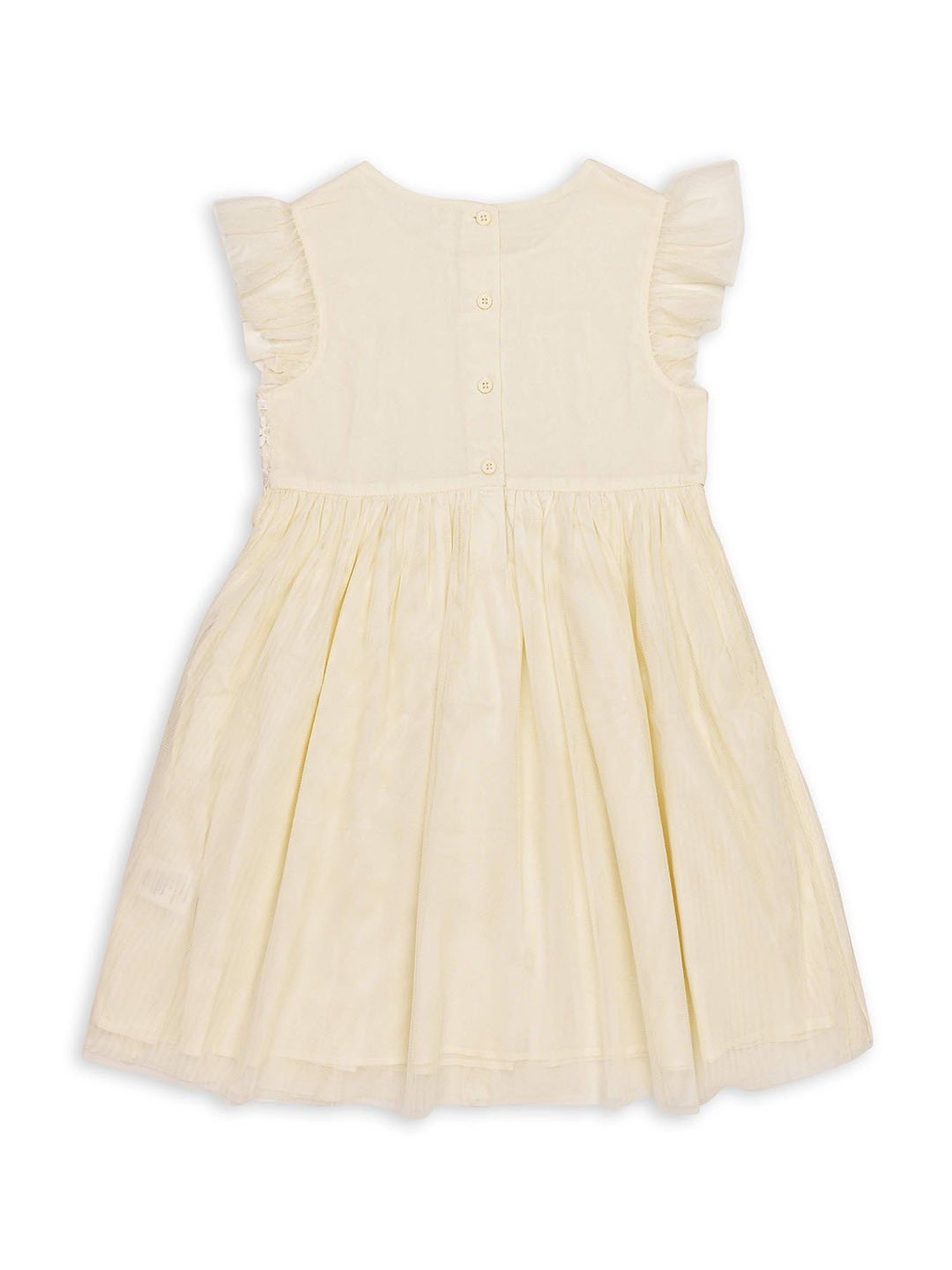 H by Hamleys Girls Cream Self Design A Line Dress