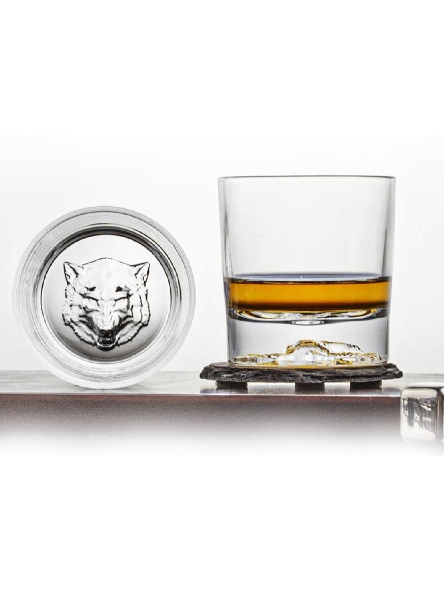 Melbify Wolf Transparent Whiskey Glass 300ml - Set of 2