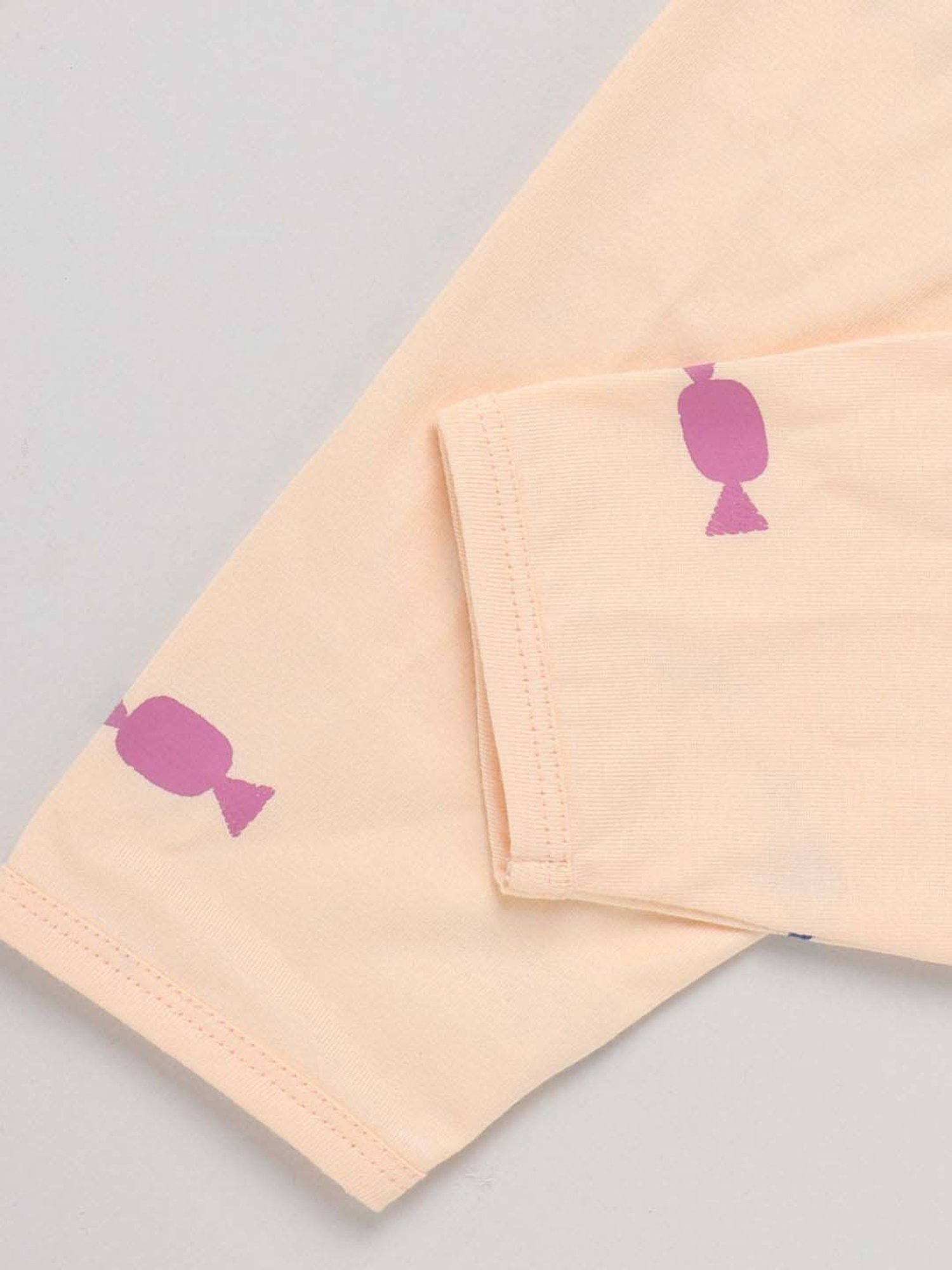 Clt.s Boys Peach Cotton Printed Full Sleeves Top Set