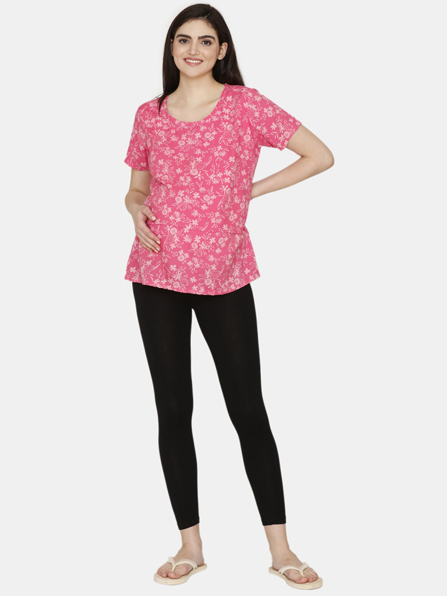 Coucou by Zivame Pink Printed Maternity Top
