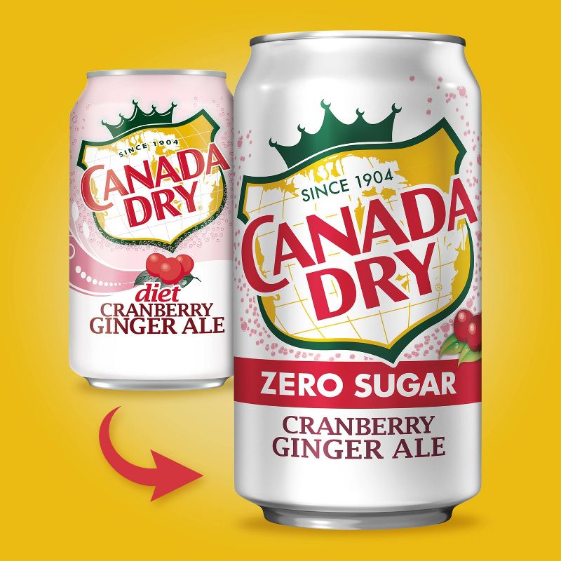 Canada Dry Zero Sugar Cranberry Ginger Ale Soda -12 fl oz cans, 12 pack