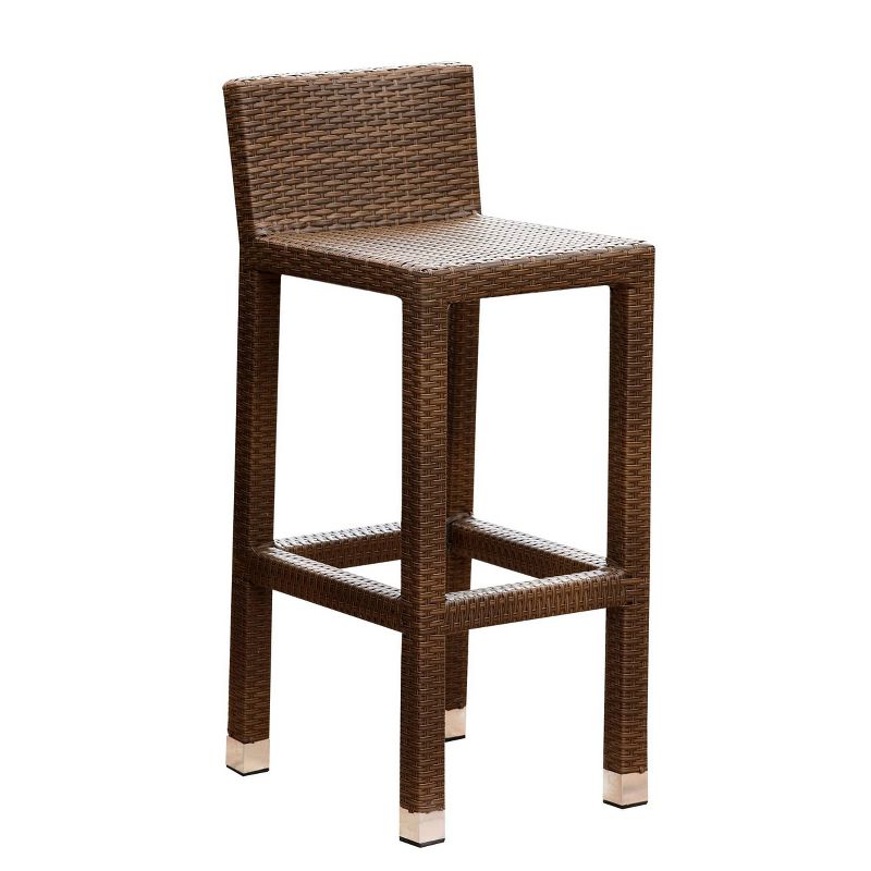 Manchester Outdoor Brown Wicker Bar Stool Brown - Abbyson Living