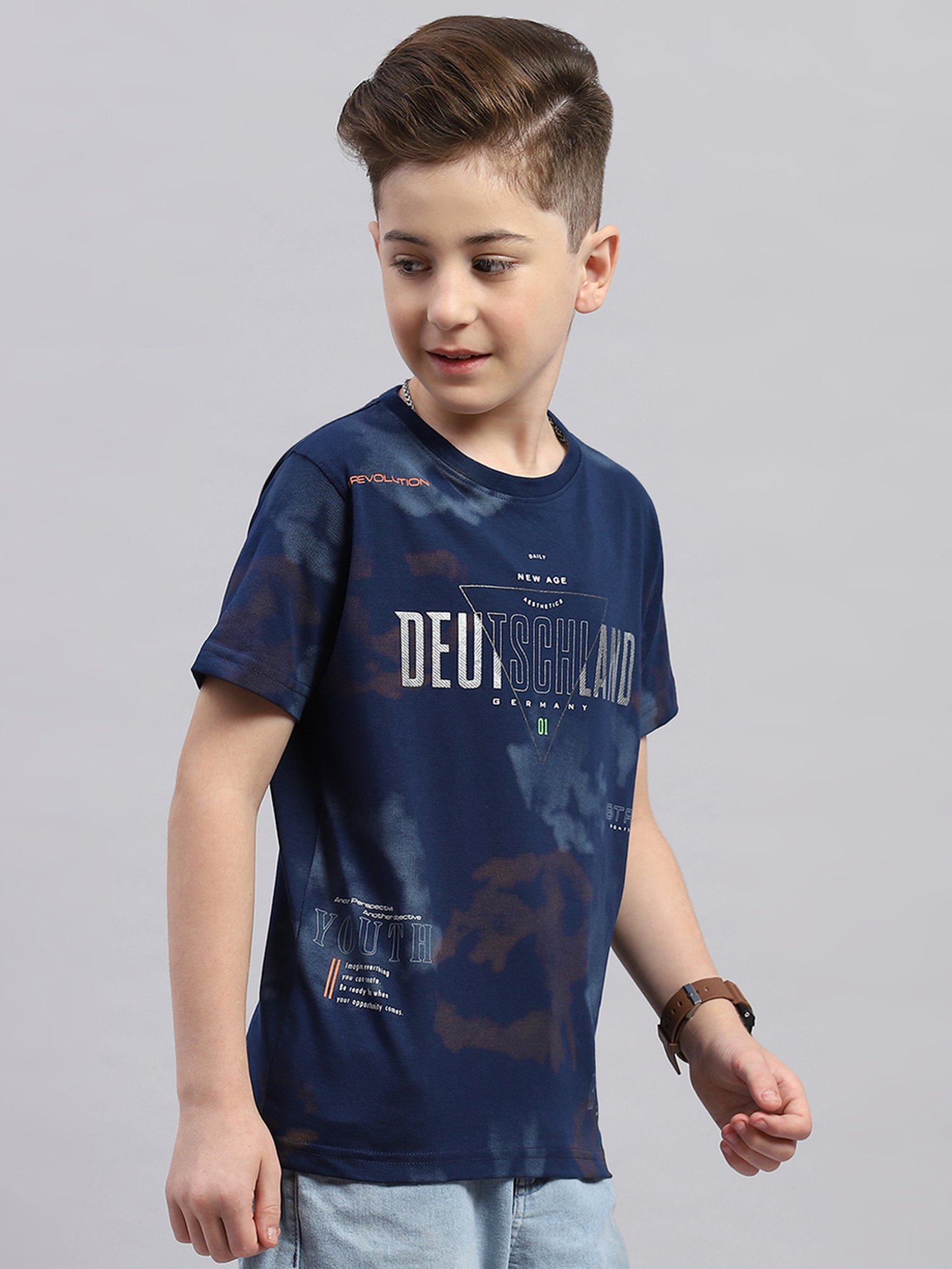 Monte Carlo Kids Blue Printed T-Shirt