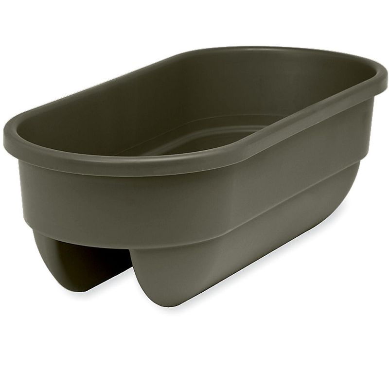 HC Companies 12-Inch Outdoor Plastic Deck Flower Planter Box, Chocolate (2 Pack)