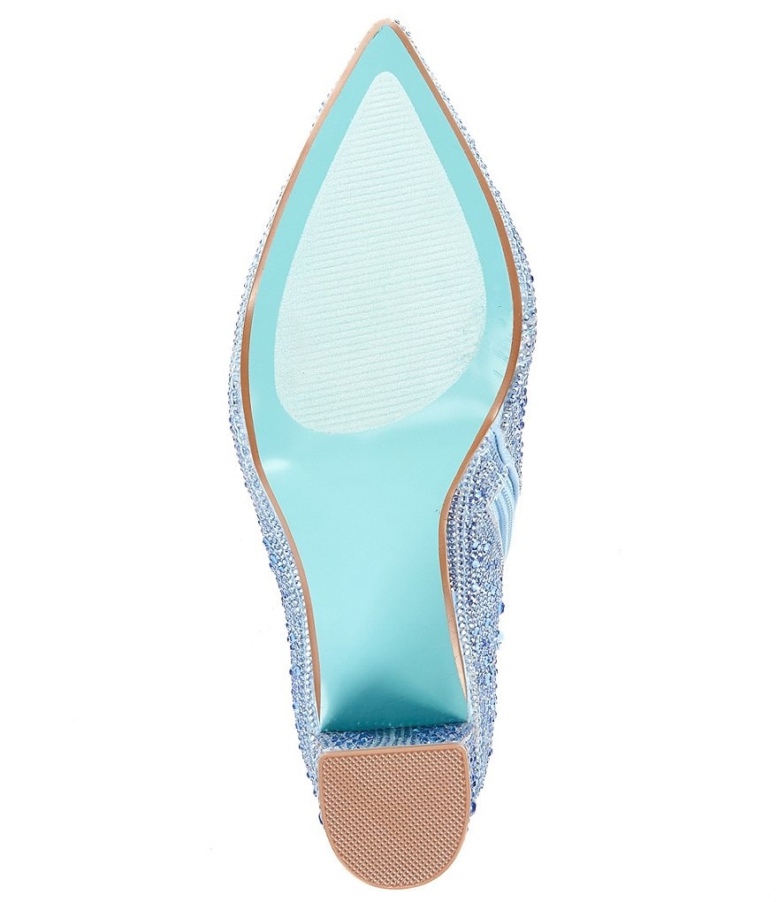 Blue by Betsey Johnson Cady Rhinestone Embellished Block Heel Booties