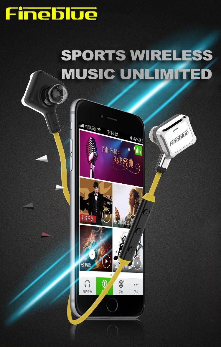 Newest Fineblue FA-90 Wireless Sports Earbuds earphones Bluetooth 4.1 Stereo Headsets In-ear Earphones With Mic For Smartphones - Black