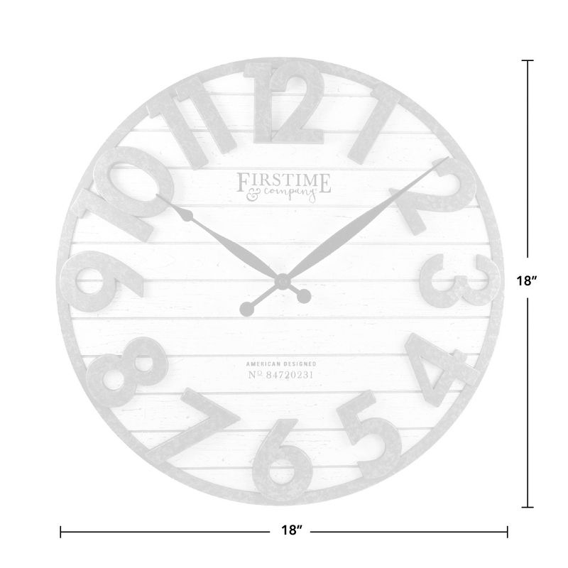 18" Sawyer Shiplap Wall Clock Distress White/Gray - FirsTime