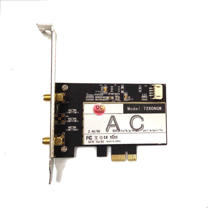 Dual Band Intel Wireless-AC 7260 867Mbps WiFi+Bluetooth 4.0 PCI-E X1 Wlan Card