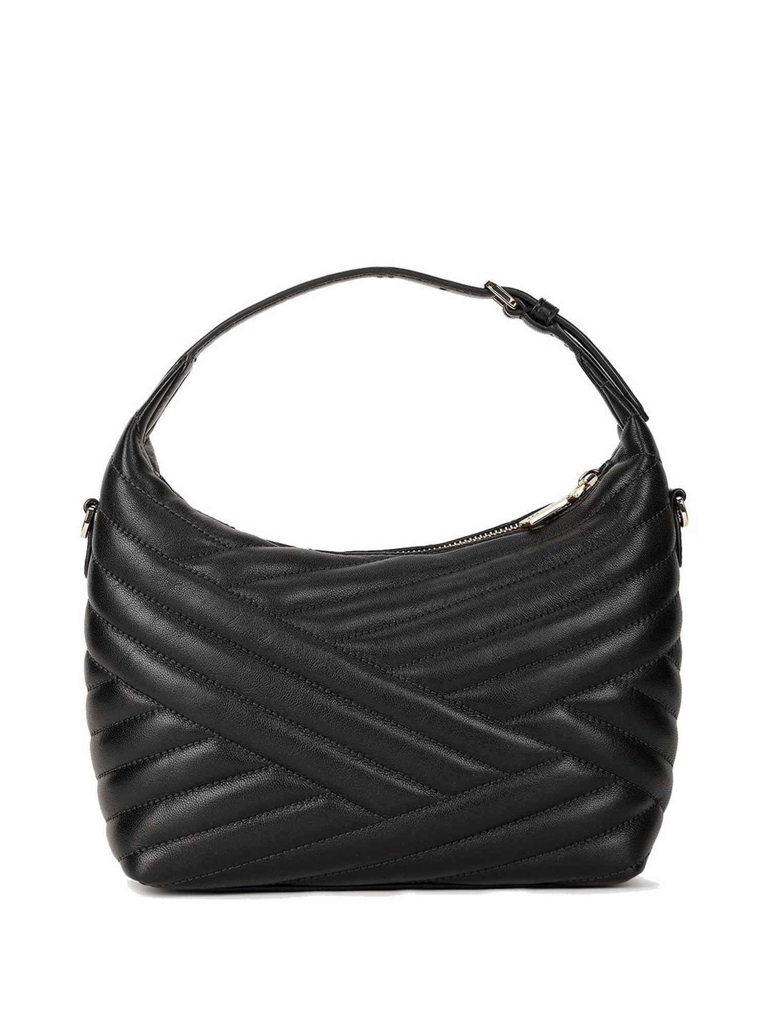 Dkny Black Leather Quilted Hobo Handbag