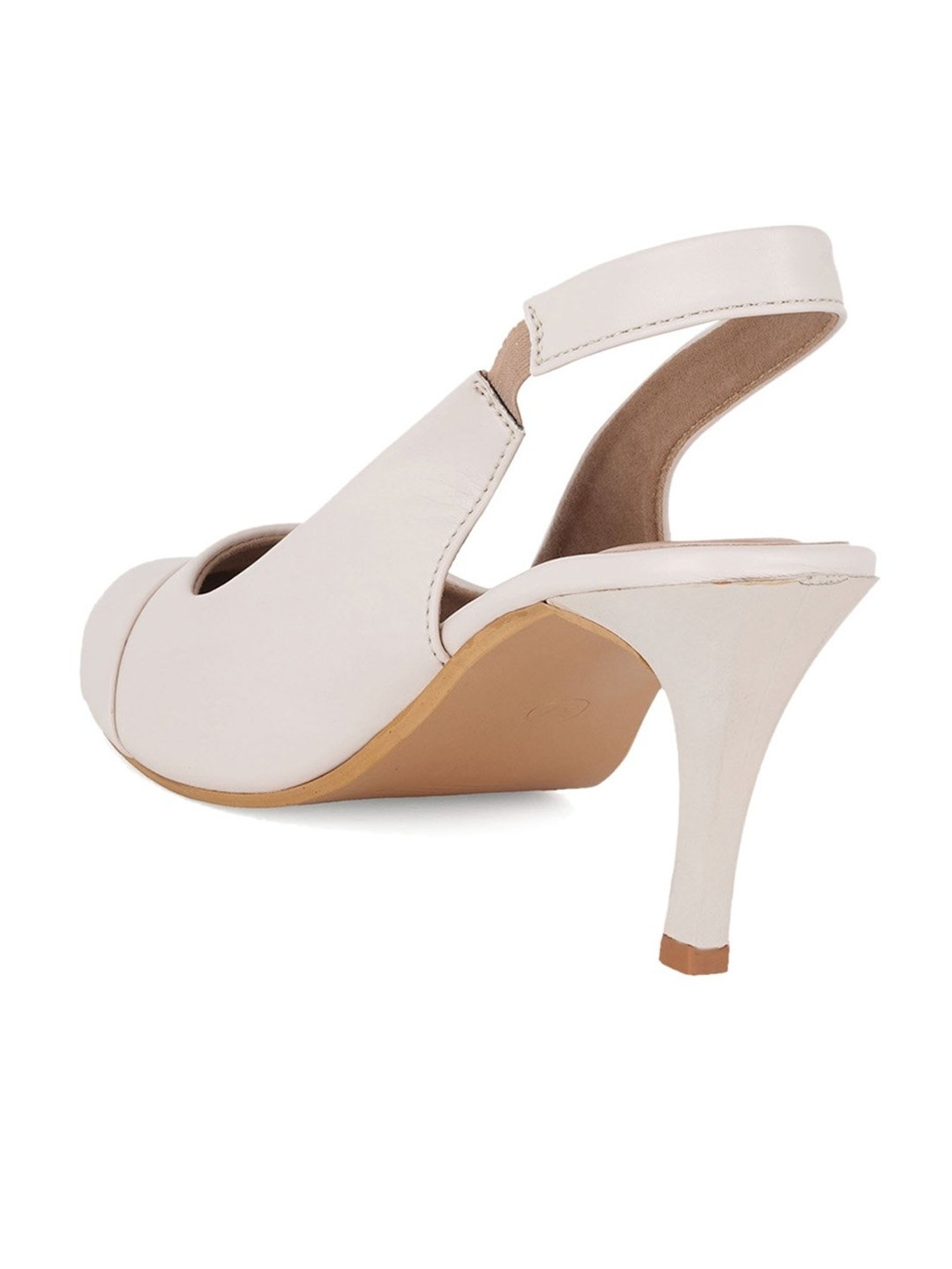 Iconics Women's Beige Sling Back Stilettos