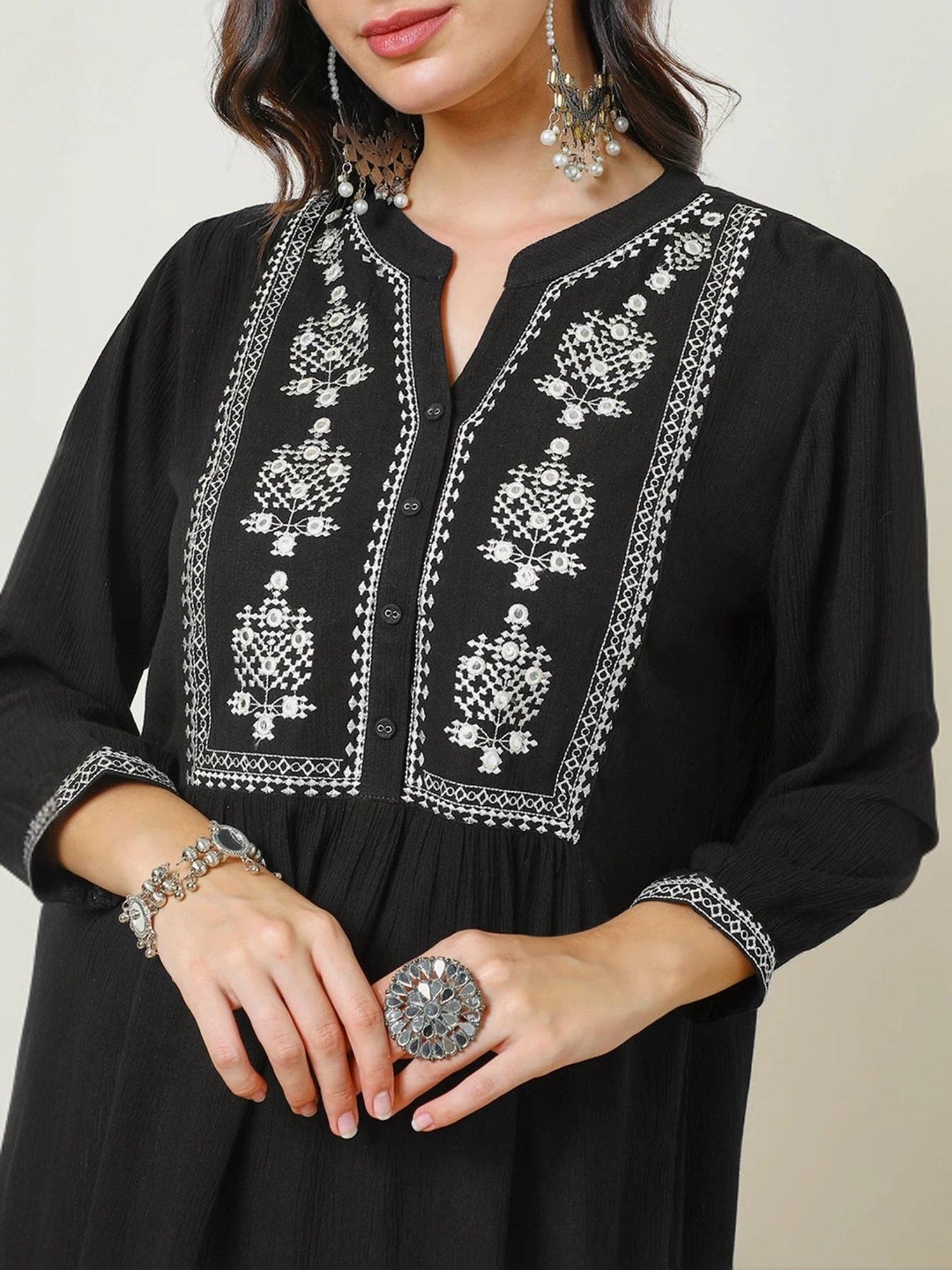 Soch Black Embroidered Top