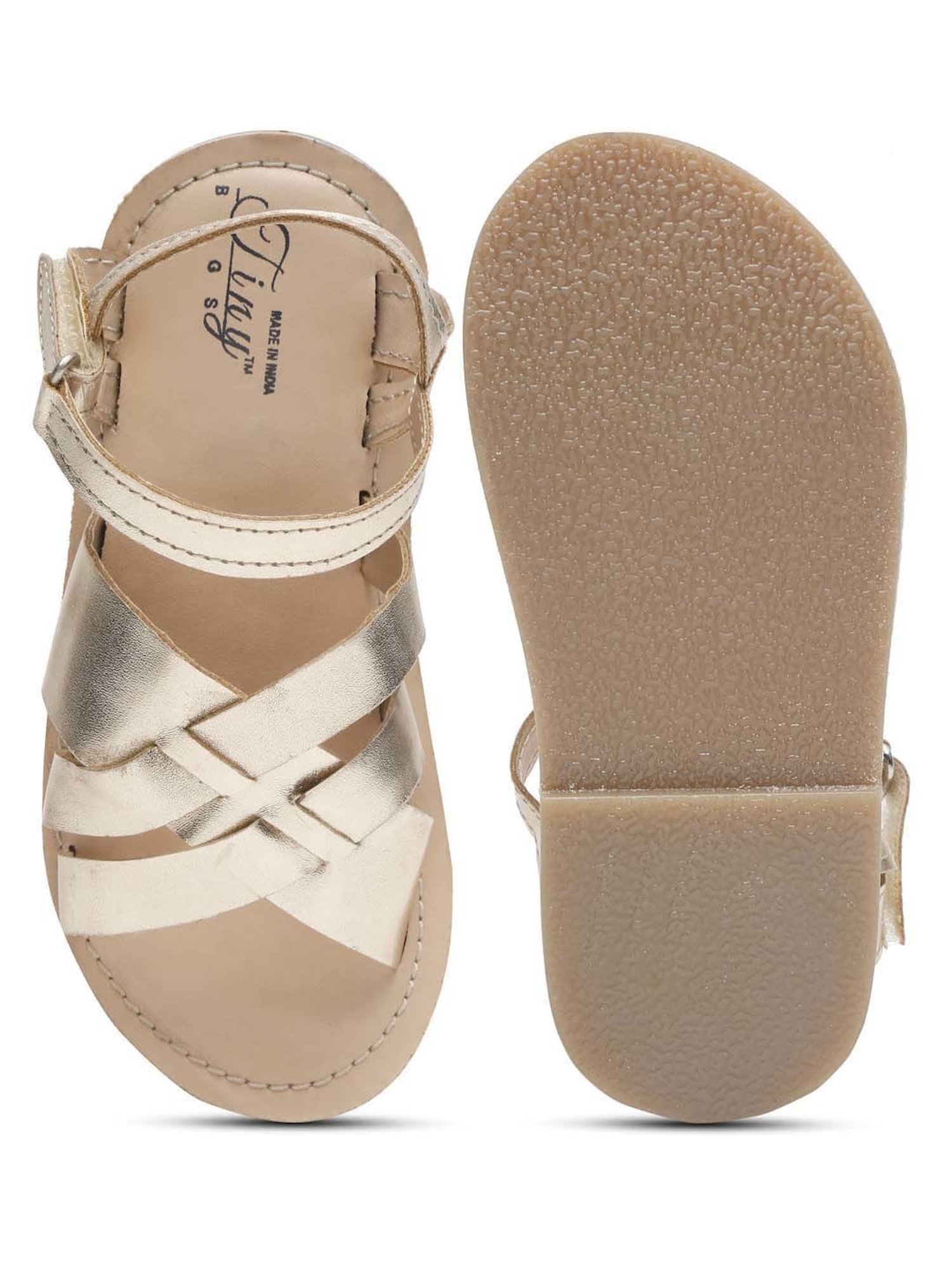 Tiny Bugs Kids Golden Cross Strap Sandals