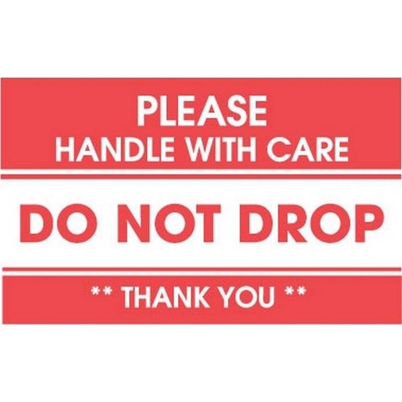 3" x 5" Please Handle with Care Do Not Drop Labels (500 per Roll)
