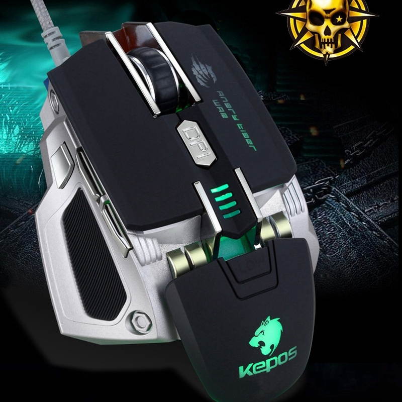KCPDS Gaming Mouse Ergonomic Wired Mouse 7-Key RGB LED 3200 DPI USB Computer Mouse Wired Gaming Mouse with Backlight for PUBG FPS White