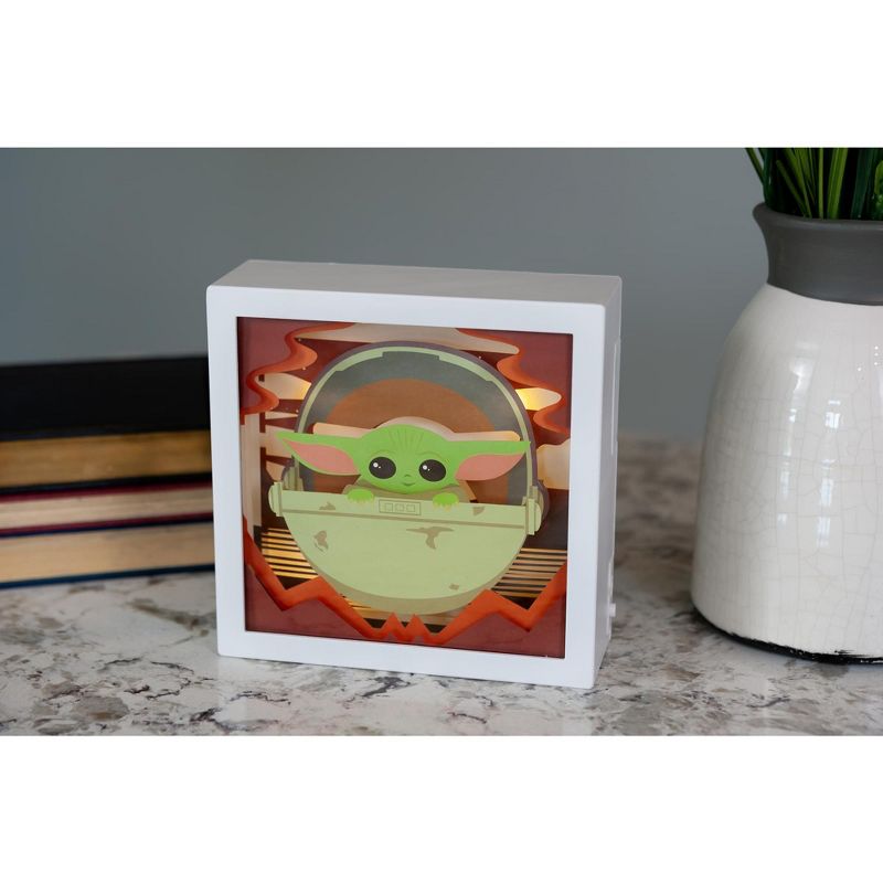 Robe Factory LLC Star Wars: The Mandalorian, The Child 3D Mini Shadow Light Box | 6 x 6 Inches