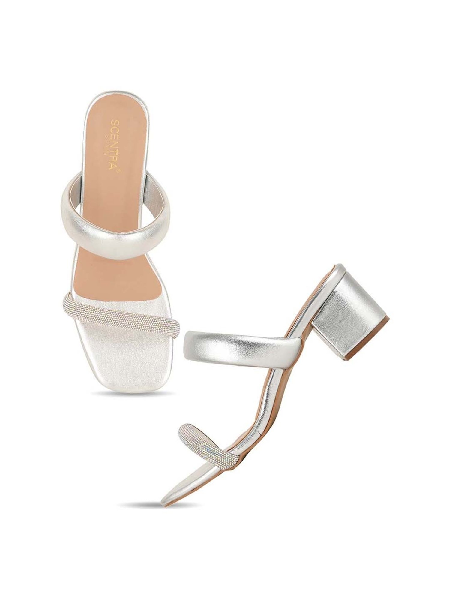 Scentra Women's Silver Casual Sandals