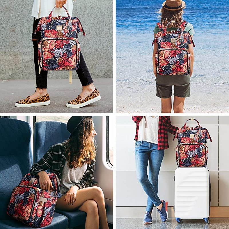 Laptop Backpack 156 Inch Wide Open Computer Backpack Water Resistant Travel Business Laptop Backpack College School Backpack Laptop Bag with USB Charging Port for Women GirlsFlower4