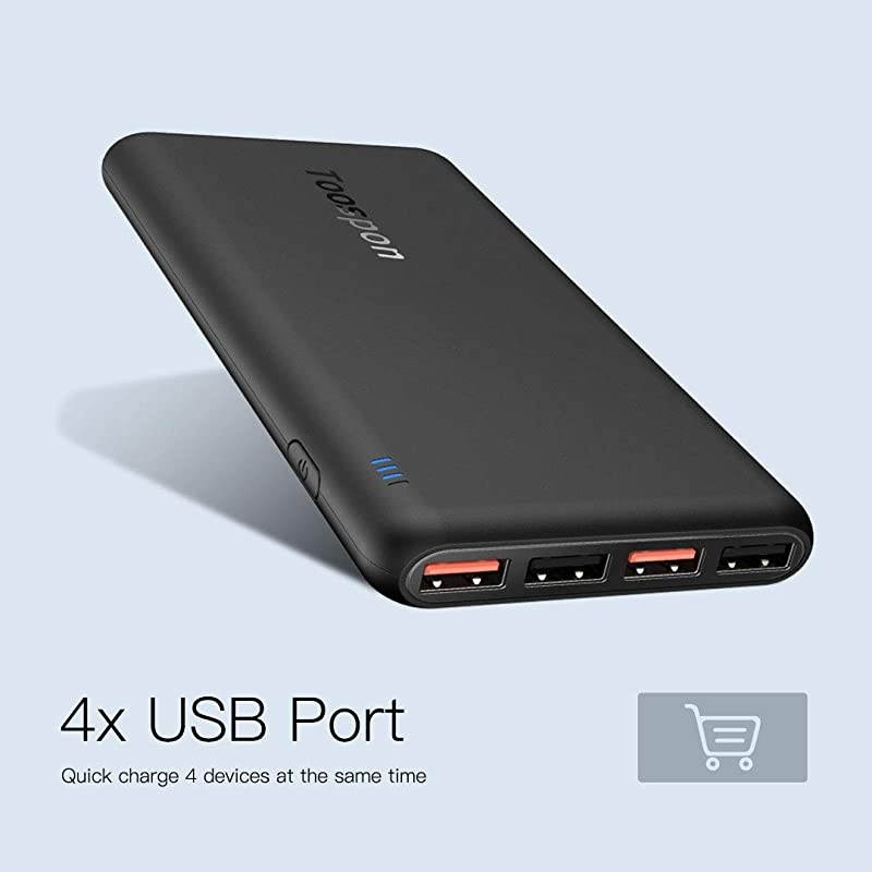 Ports Power Bank 30000mAh Super Bright Flashlight Portable Charger Quick Charge Phone Tablet Camera Bluetooth etc