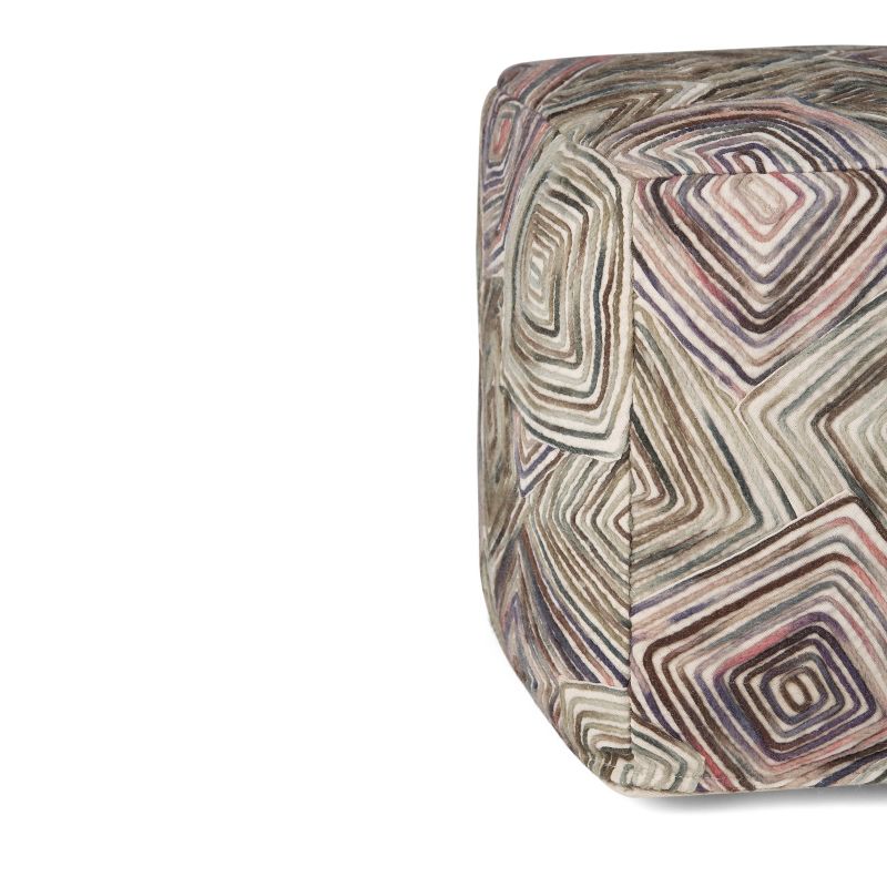 Valeri Cube Pouf Patterned Multi Color Cotton and Wool - WyndenHall