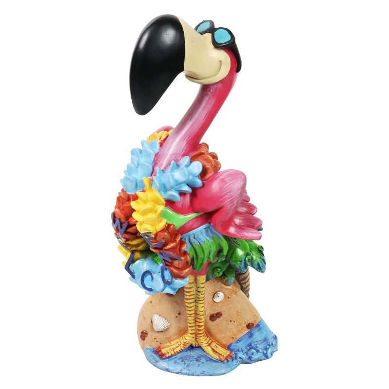 17" Resin Beach Flamingo Statuary Pink - Exhart