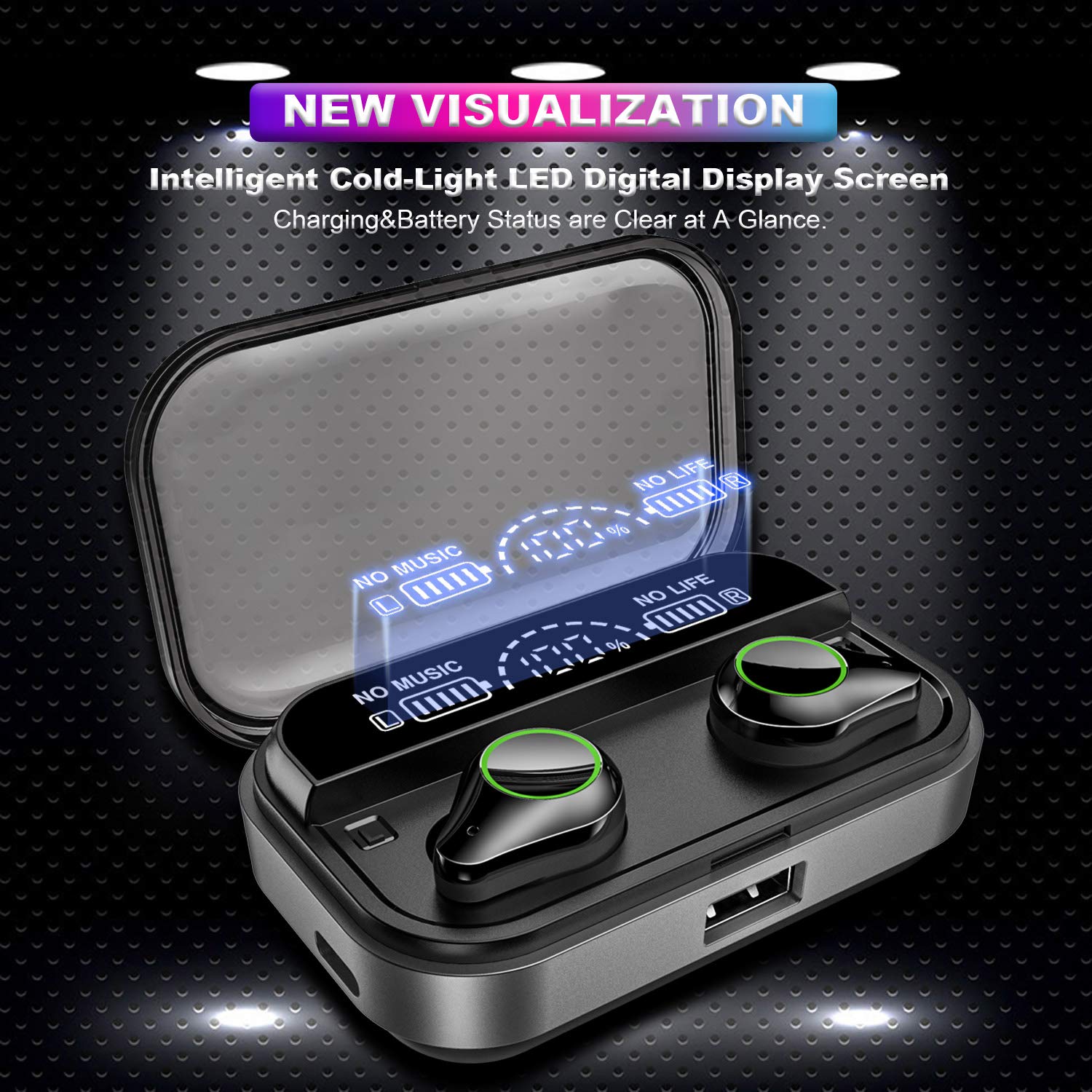 Wireless Earbuds, Nurbenn TWS Bluetooth 5.0 Headphones True Wireless Ear Buds IPX7 Waterproof Dual Built-in Mic Earphones with 4000mAh Charging Case for 120H Extended Playtime