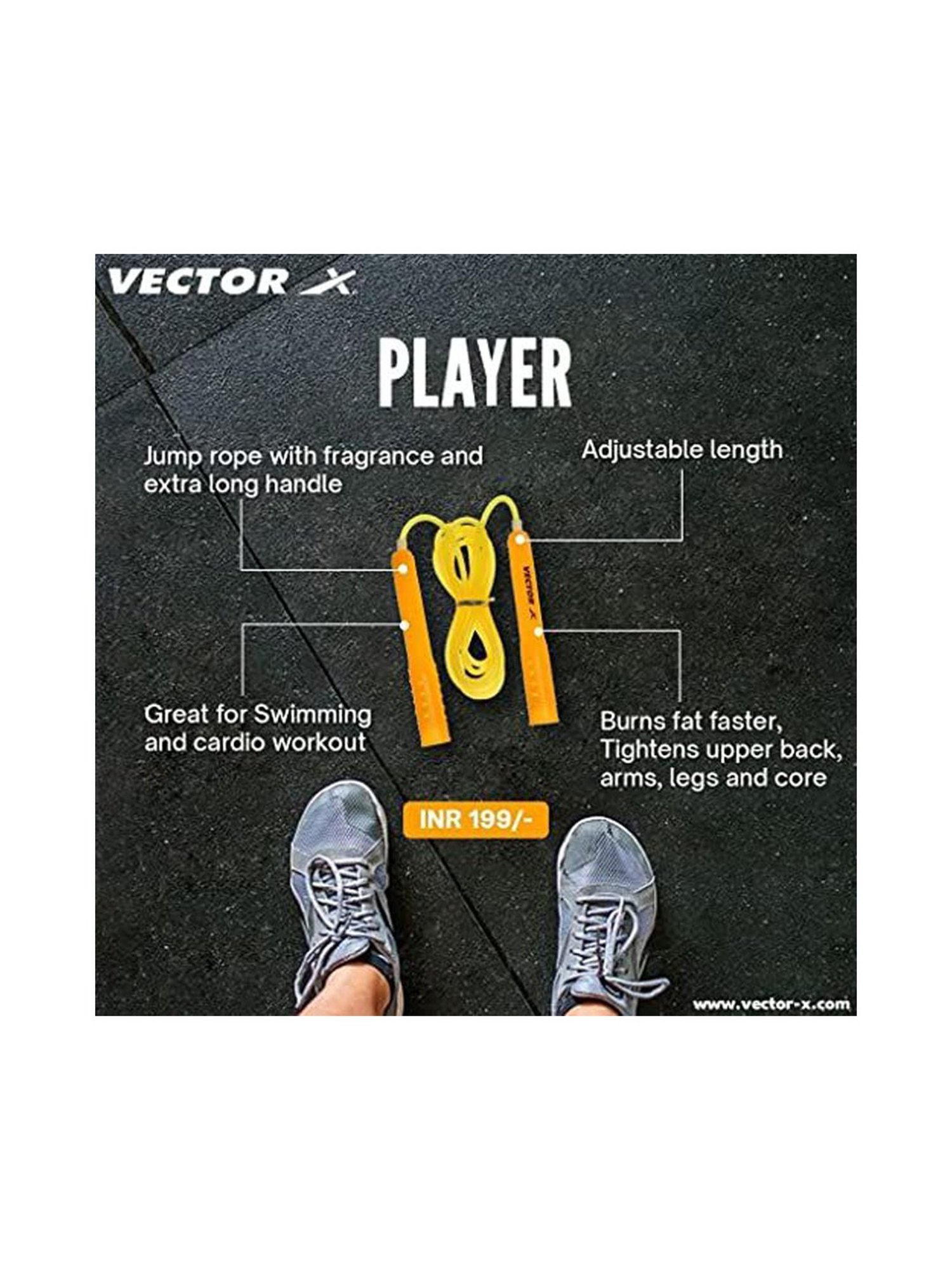 Vector X Player Skipping Rope (Orange) Size - 280CM