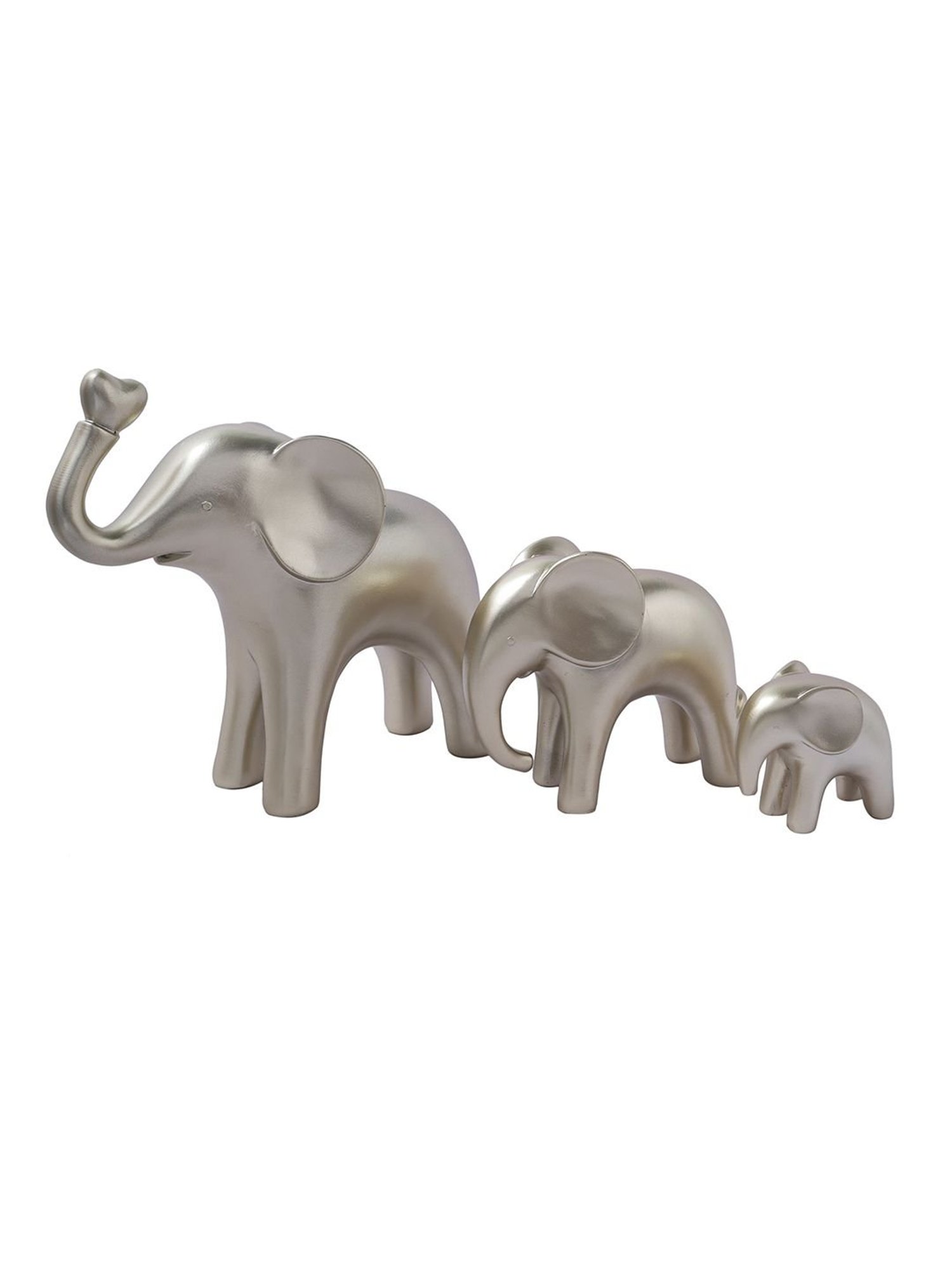 Tayhaa Golden Set Of 3 Golden Cute & Happy Elephant Showpiece